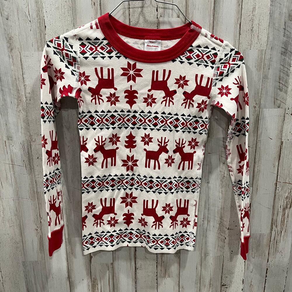 Hanna Andersson Dear Deer Christmas Organic Cotton PJ Top Only 130/8 Kids
